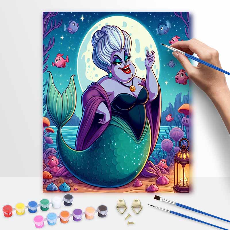 Disney DIY Oil Painting Kits Ursula Mermaid Hand Painting Home Decor Craft Gift Ideas For Fans Unique Wall Art Modern Home Decoration
