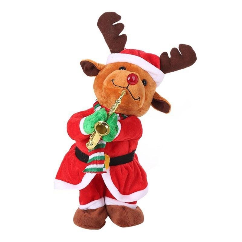 Christmas Gift Miniature Santa Claus with Saxophone Handmade Lovely Toy Holiday Twisting Santa Snowman Reindeer