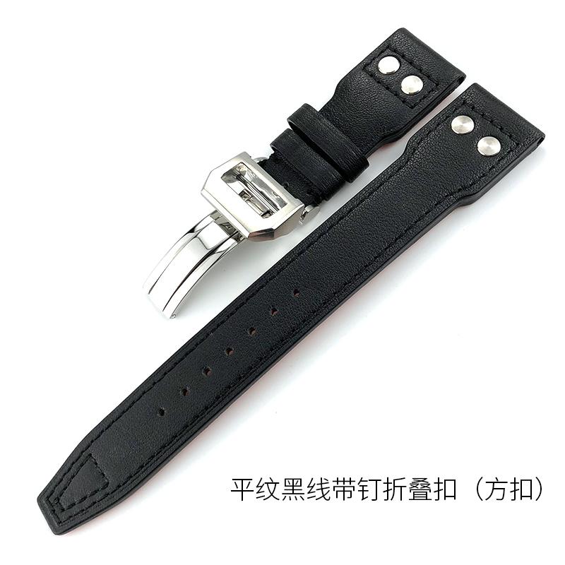 

20mm 21mm 22mm Genuine Leather Cowhide Watchband Fit for IWC PILOT Mark PORTUGIESER PORTOFINO Brown Black Watch Strap Bracelet 20mm&No Buckle
