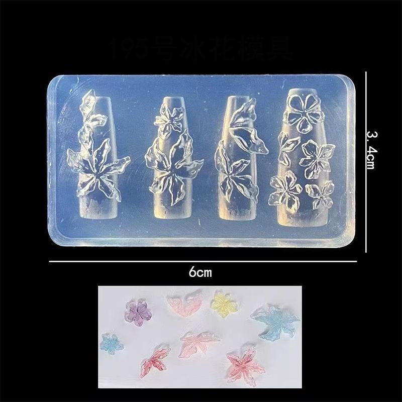 Flower Serie 3D Silicone Nail Accessories Carving Mold Ice Flower Lily Diy Template Nail Art Carving Mold Charms