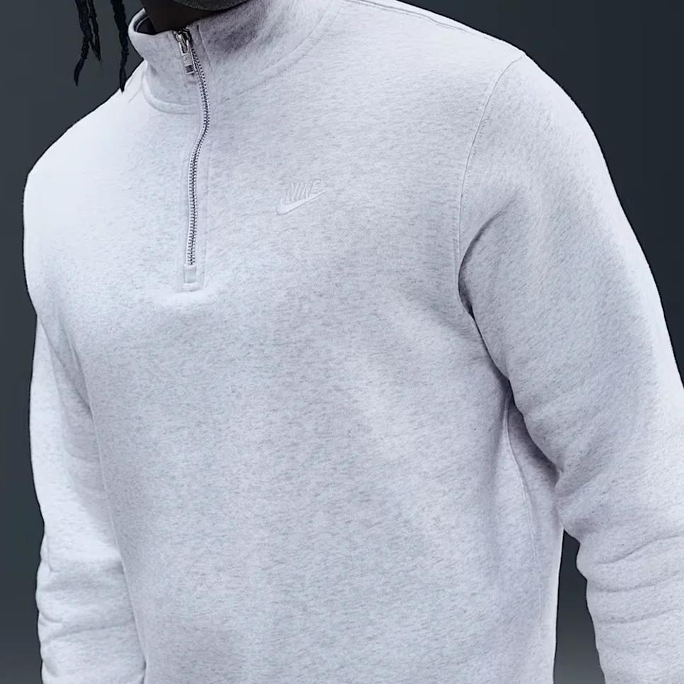 Nike Sportswear Club Men's 1 / 2-Zip Fleece Top (Unisex) Sweatshirts 21893874 | Birch Heather / White