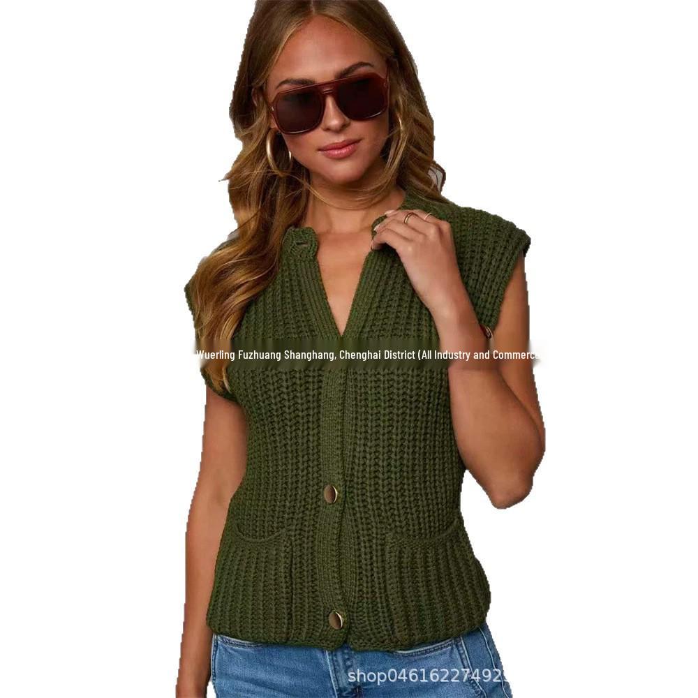2025 Spring/Summer Urban Street Style Sleeveless Pullover Sweater Vest