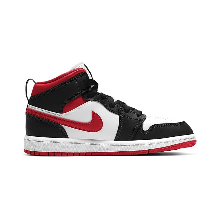 Air Jordan 1 Mid PS Schwarz Gym Rot Kinder Sneaker Weiß 640734-122