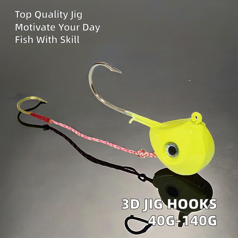 Hot Sale 40g-140g Jig Head Double Hook with 3D Eyes Lead Material Fishing Jig for Fresh and Saltwater Fishing