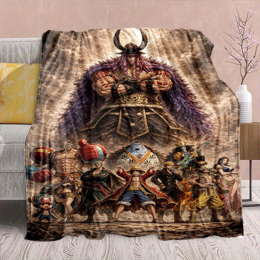 Manta de Franela del Anime One Piece - Suave Cálida Perfecta para Sofá, Ropa de Cama Camping Viaje Oficina Decoración del Hogar -QJY