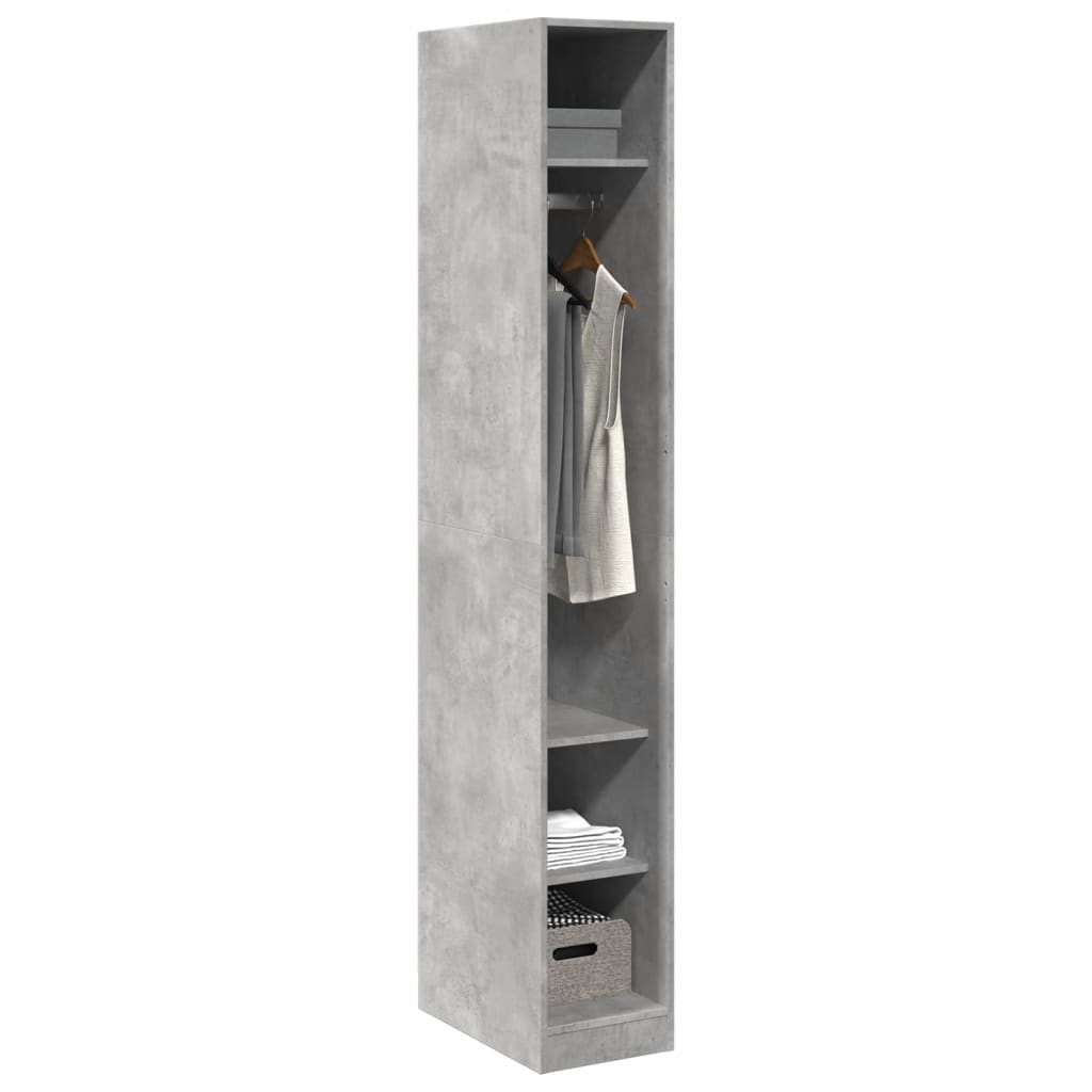 Vidaxl Wardrobe, Concrete Grey, 30X50X200 Cm, Wood-Based Material
