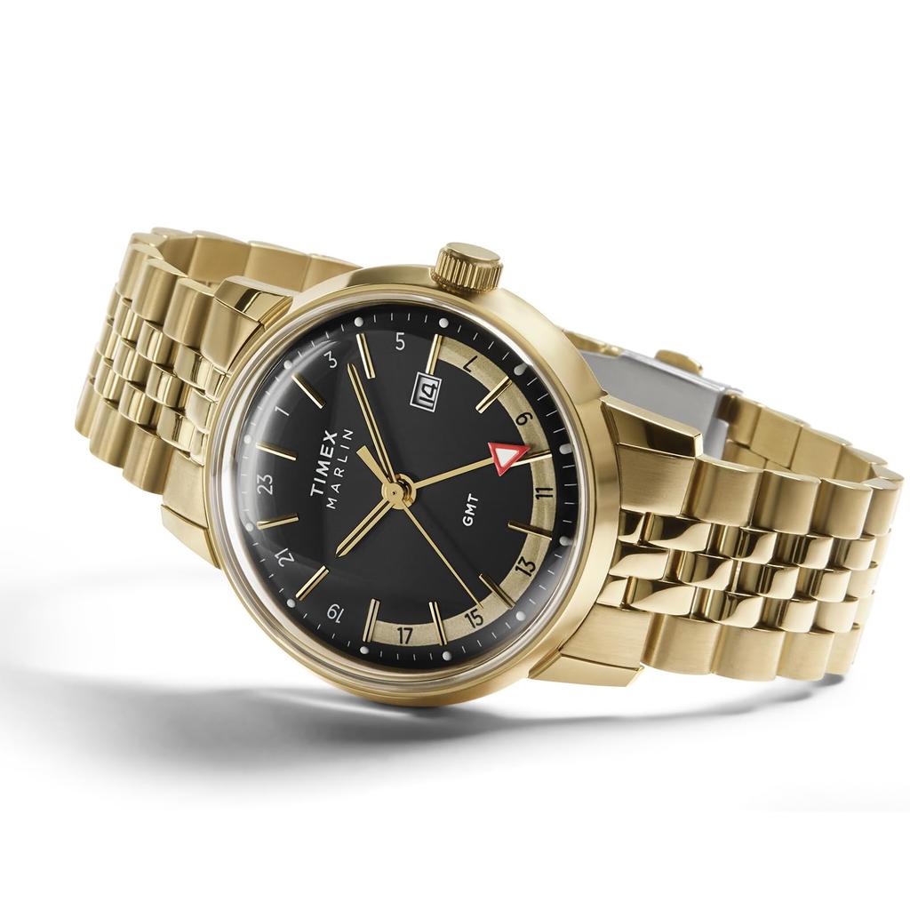 TIMEX Marlin Watch Quartz 5 ATM Water Plastic with Black Dial and Stainless Steel Case Men's TW2Y47700