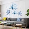 3D Blue Romantic Flower Wall Sticker Removable Self Adhesive Wallpaper for Bedroom Home Decor Decorative Background