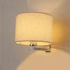 Modern LED Wall Lamp with E27 Bulb Round Fabric Lampshade Wall Sconces Indoor Lighting for Hotel Bedroom Bedside Home Decoration
