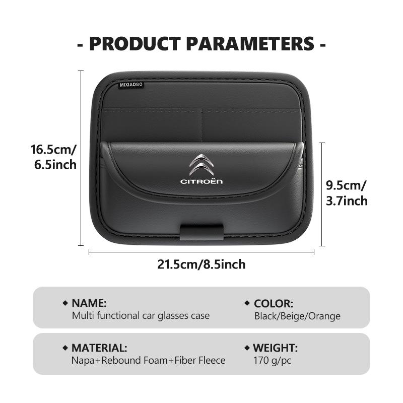 Sac à lunettes Pare-soleil Organisateur de cartes Boîte de rangement Pour Citroen C4 C3 C5 C1 C2 C6 VTS C4L DS3 DS4 DS5 Grand Berlingo