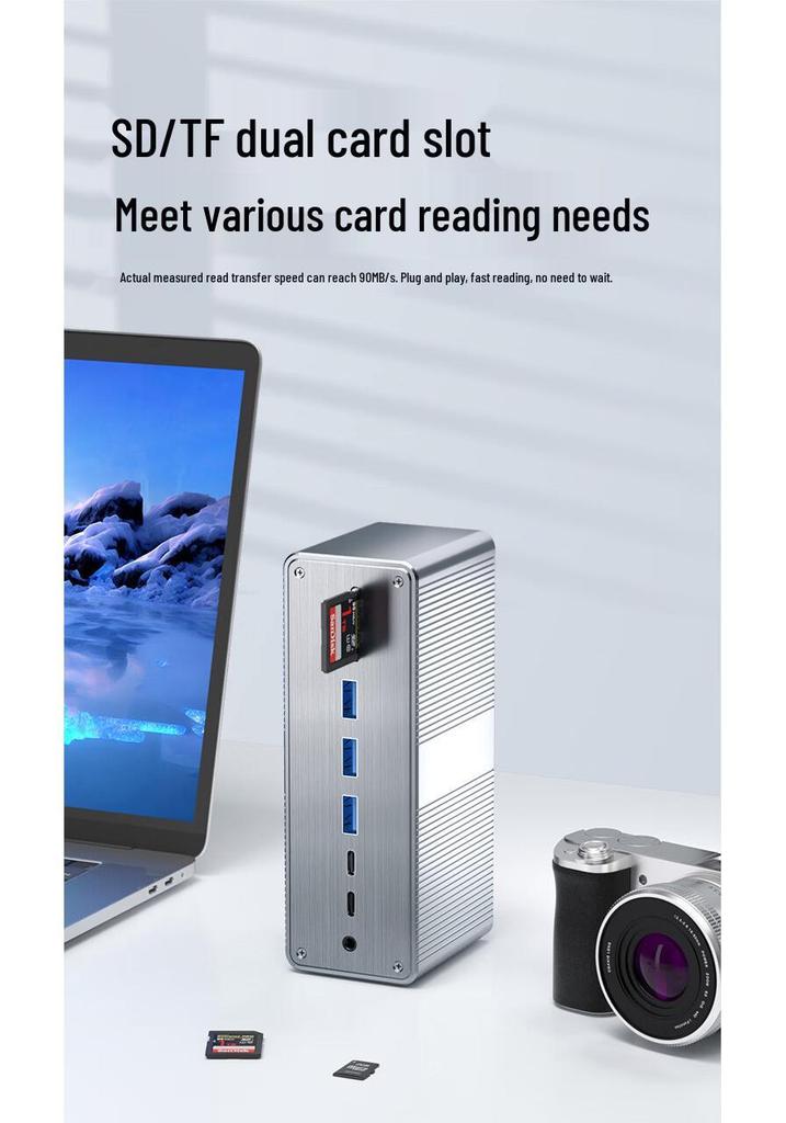 USB4 Type-C Dual HDMI Gigabit Docking Station for Laptops: Multifunctional Desktop Hub Extender.