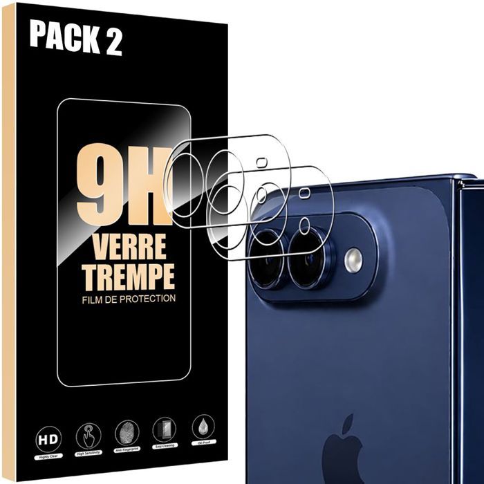 2x Verre Trempé Caméra Arrière pour iPhone Duo, Protection Anti-Rayures Antichoc