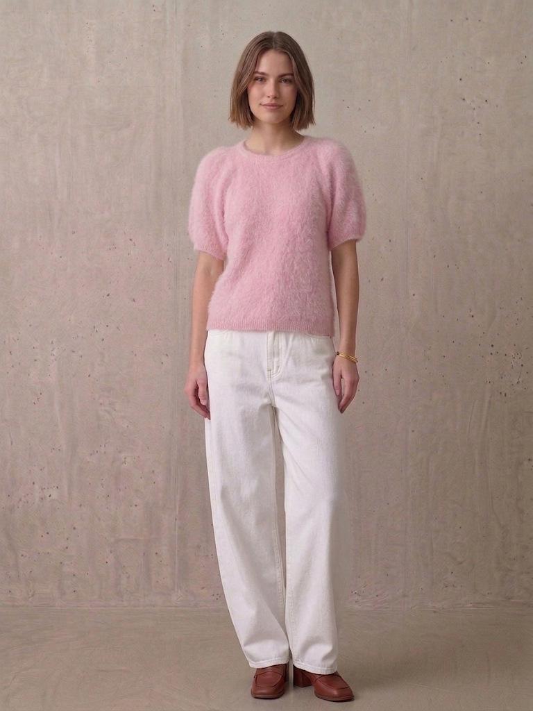 26 A/W Cashmere & Silk Wool Brushed Puff Sleeve Short-Sleeve Pullover