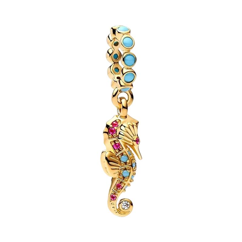 Sparking Gold Plated Charm Beads Dangle Original Snake Fit Copper Bracelet Necklace Beads For Diy Jewelry Women Gift