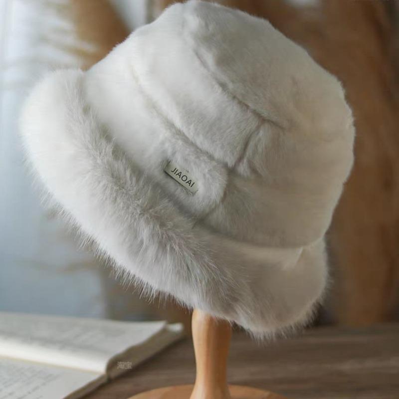 Winter Big Head Waist with Plush Fisherman's Hat Ear Protection Korean Edition Thickened Warm Plush Bucket Hat
