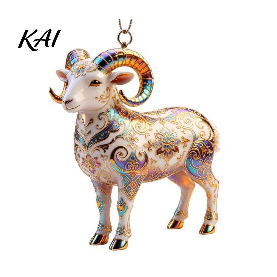 Durable Hanging Figurine 2D Acrylic Goat Christmas Ornament, Farm Animal Car Rearview Mirror Light Reflecting Ornament Charm, Auto Interior