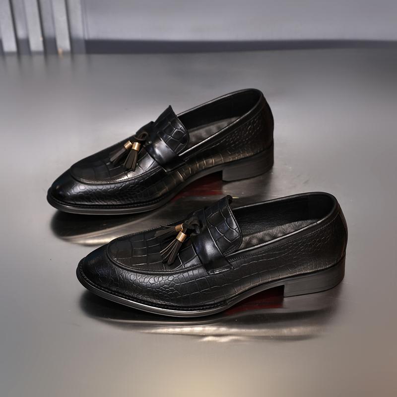 

Модные зимние туфли дерби с кисточками Golden Sapling для мужчин, модные слипоны из натуральной кожи, формальная обувь, мужская обувь для вечеринок и свадеб, удобная обувь 44 чёрный