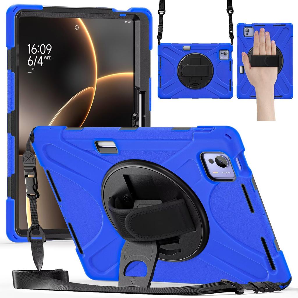 PC +Silica Gel 3 Layer Protective Cover Case for Xiaomi Redmi Pad 5 6 7,360 Rotation Hand Shoulder Strap Stand with Pen Slot