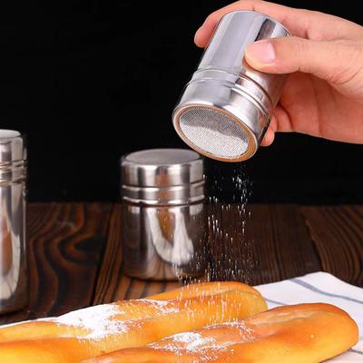 Shaker à café en acier inoxydable pour cacao, chocolat, farine, sucre en poudre, tamis, filtres, gâteau, barbecue, outils de cuisine avec couvercle