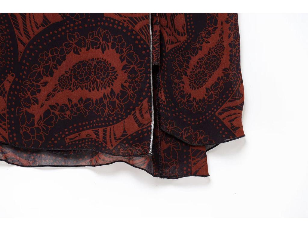 2025 Spring Women's Fashion: European & American Style Printed Top and Skirt