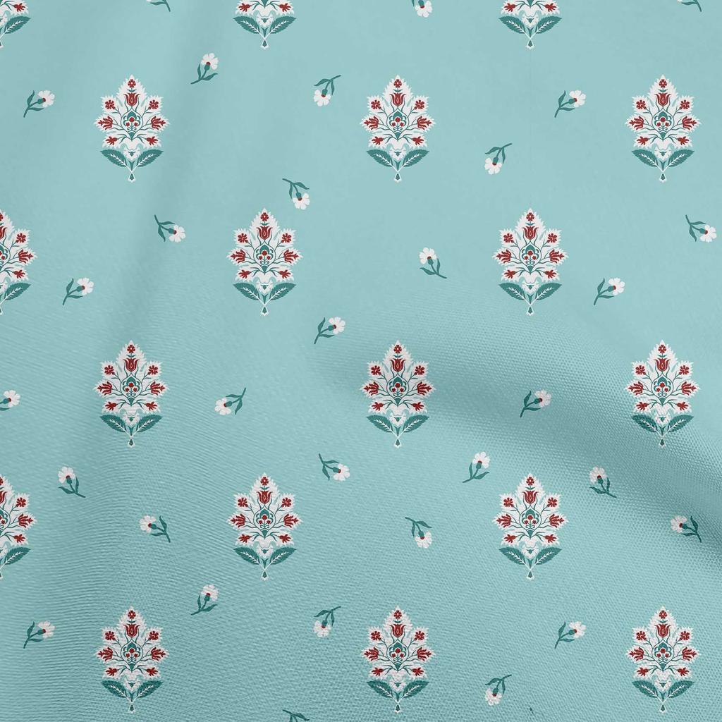 oneOone Cotton Flex Forest Green Fabric Jacobean Floral Diy Clothing Quilting Fabric Print Fabric By Yard 40 Inch