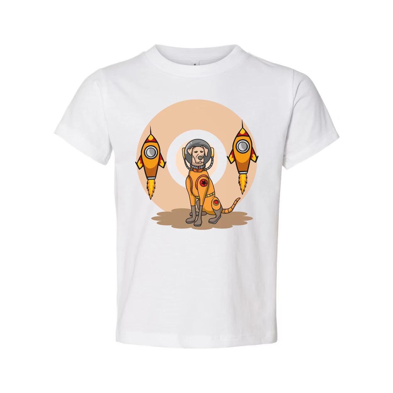 

Space Explorer Dog T Shirt With Orange Lunar Rockets Design For Unisex Adults En 3XL