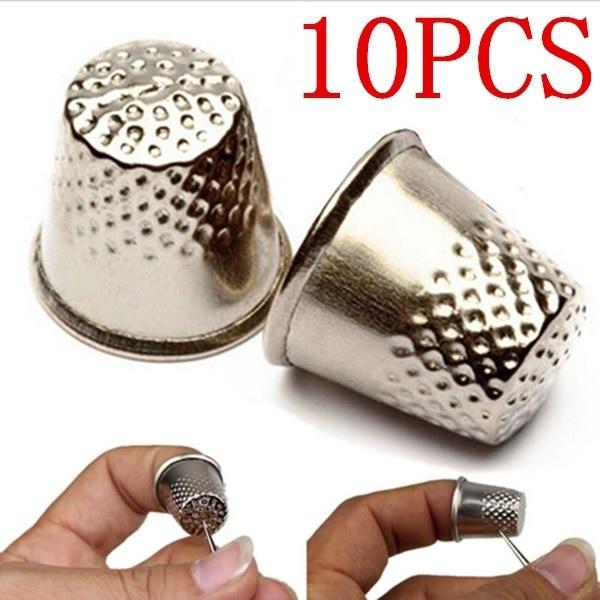 

10Pcs Aluminum Sewing Thimble Finger Cover Needle Pressure Cap DIY Handmade Embroidery Sewing Finger Protector Home Supplies