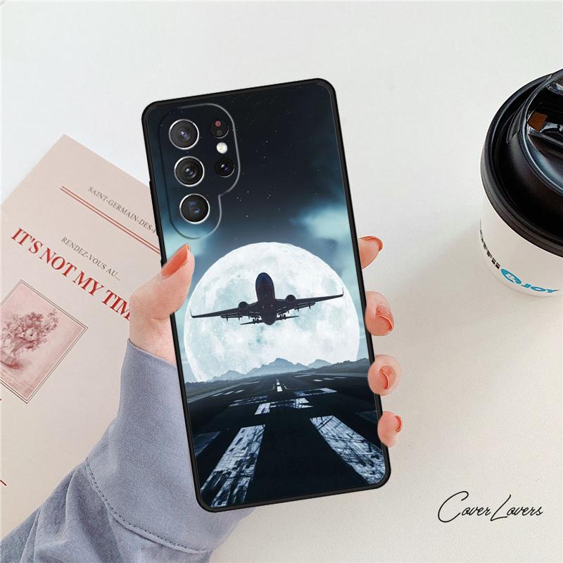 Aircraft Airplane Fly Travel phone case For Samsung Galaxy S24 S25 S23 S22 Ultra Note 10 20 Plus S20 S21 FE Cover
