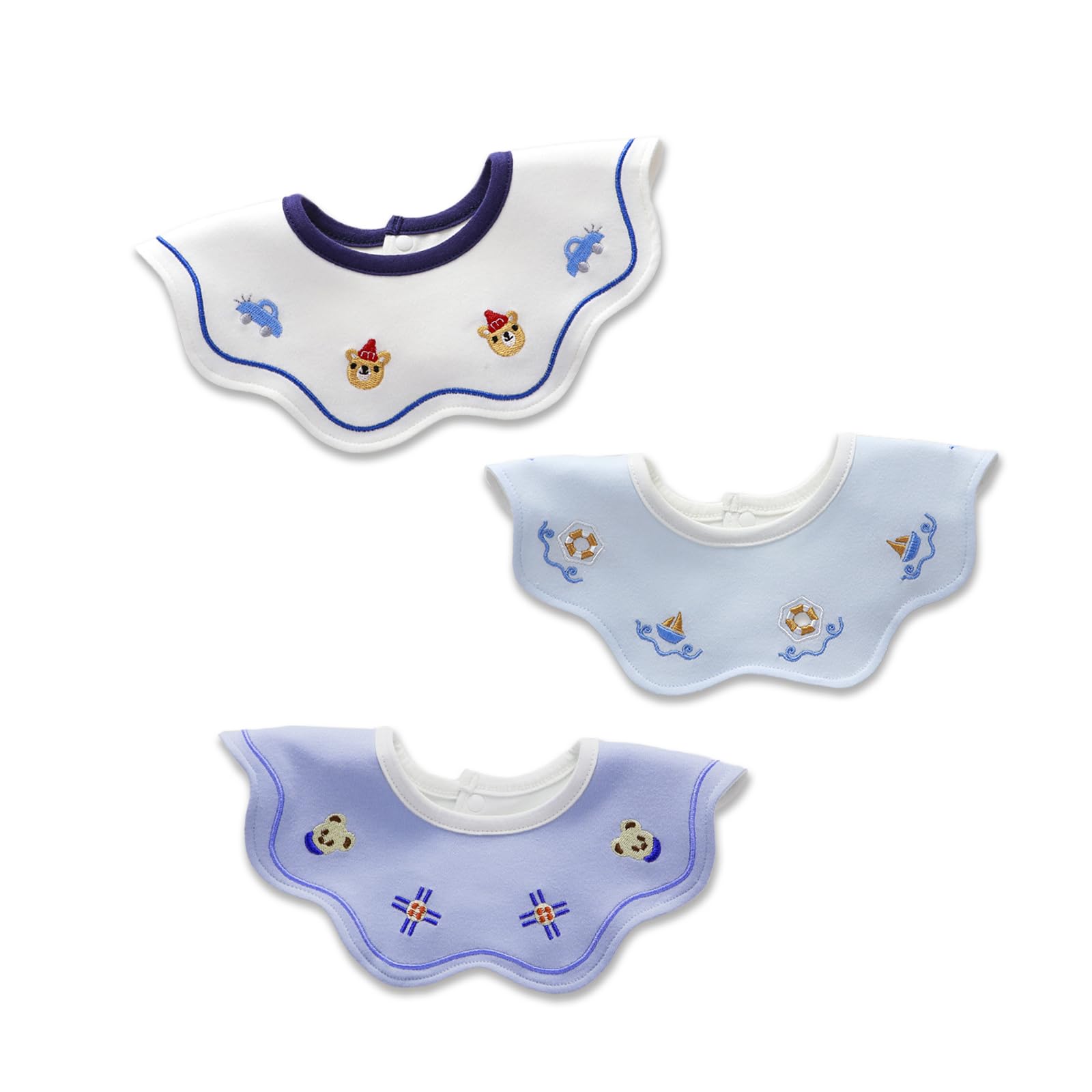 

Baby Set of Baby Aprons for Boys and Flower Petal Pattern Jio.Jio Bibs, 100% Cotton, Waterproof, 360-Degree Rotating, 3, Feeding, Newborn, Girls,