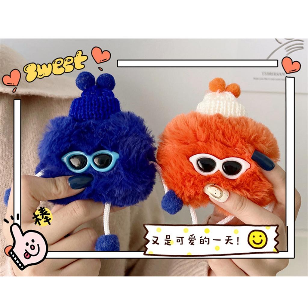 Plush Earphone Case Cute Sunglass Man Shape Drop Protection Earphone Protective Cover for IOS Earbuds 1 2 Universal