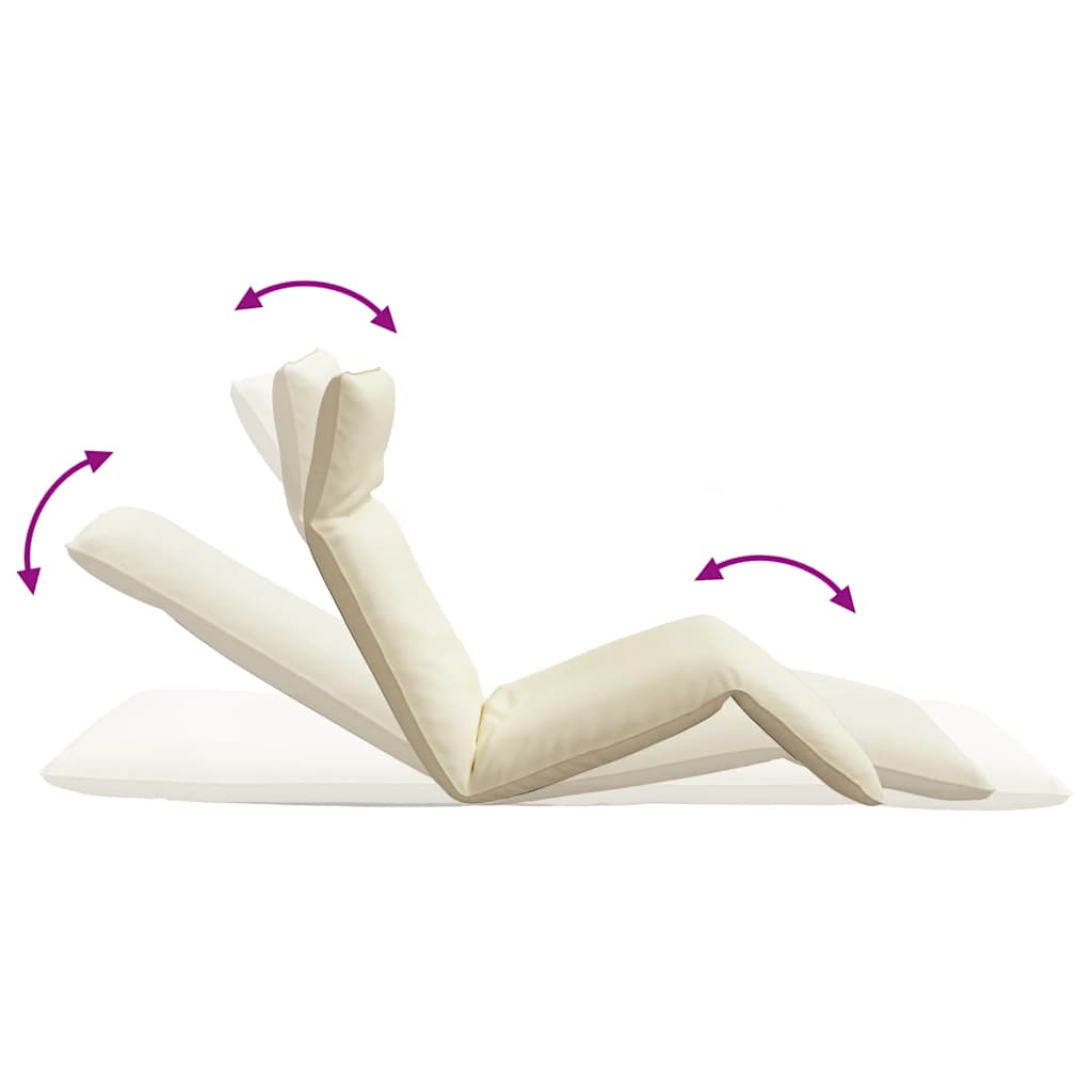 Foldable Sun Lounger Cream 175 X 54 X 8.5 Cm Oxford Fabric