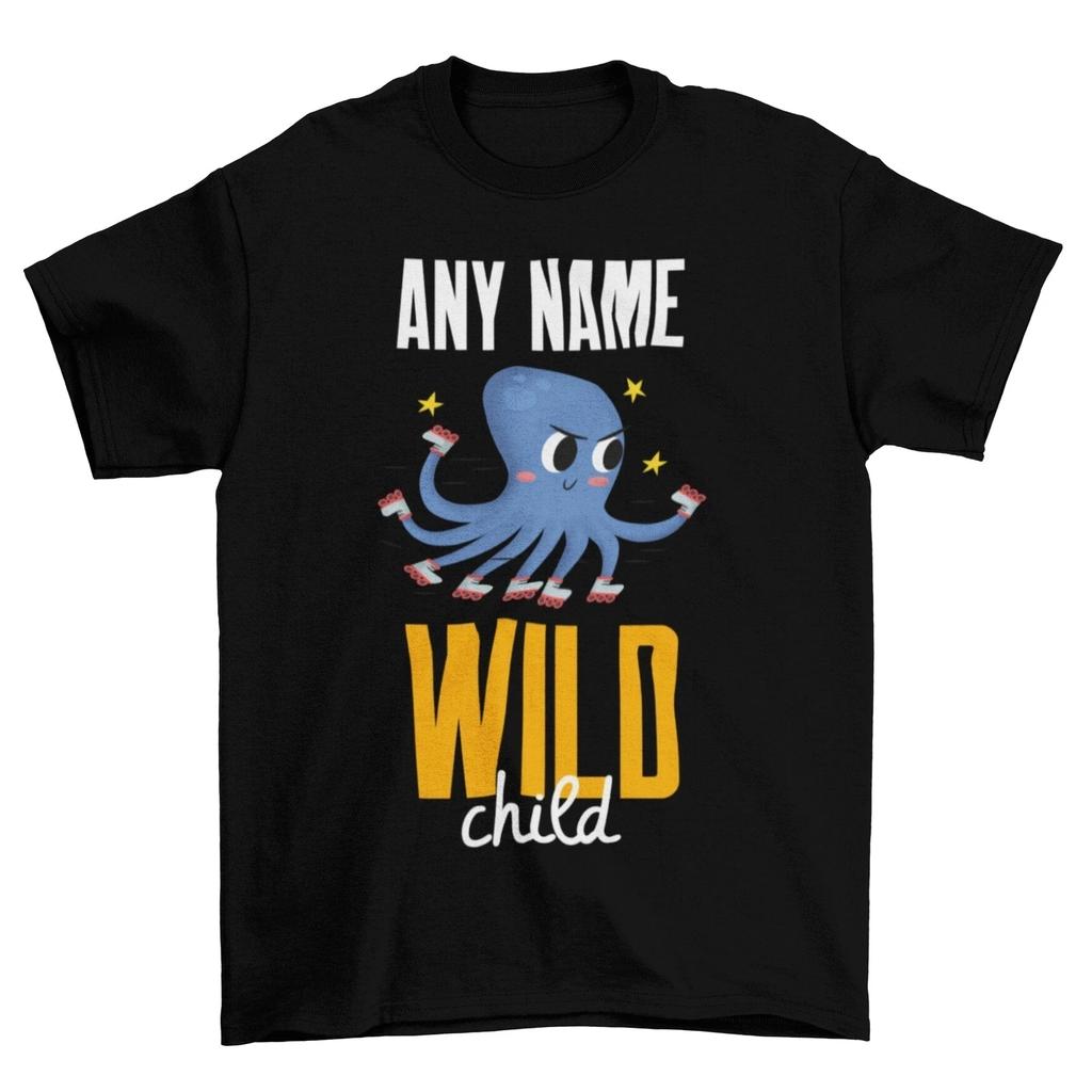 Personalised Wild Child Kids T-shirt Gift For Boys And Girls With Name Printed