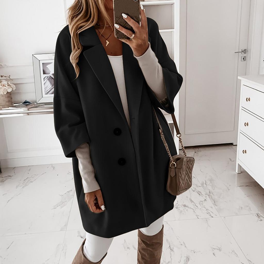 Woman Artificial Wool Elegant Blend Coat Slim Female Long Coat Outerwear Jacket