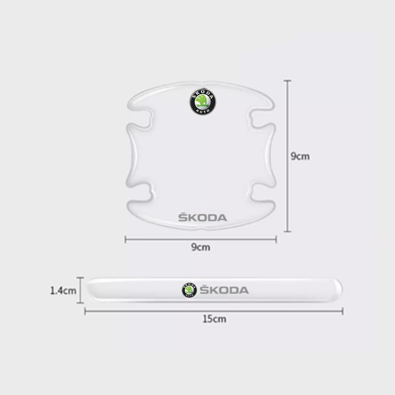 Transparent Door Bowl Film Clear Door Cup Handle Guard Stickers Reusable Exterior Protective Decal For Skoda Series Vehicles AA222