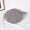 Korean Style Rabbit Ears Octagonal Hat Big Head Circumference Women Artist Hat Plaid Beret  Ladies