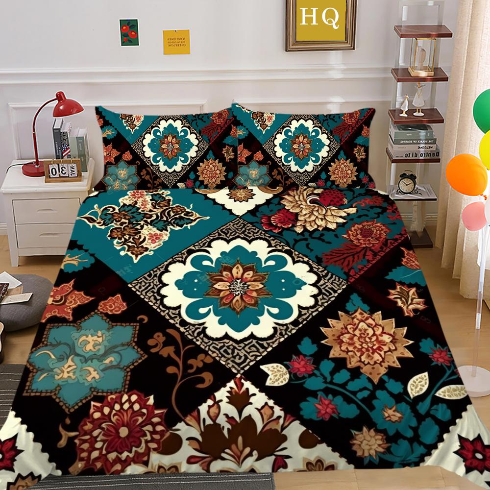 Set Biancheria da Letto Colorato Stampa Fiori 3D King Size Set Copripiumino Donna Set Letto in Poliestere Copri