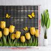 Vintage Pink Roses & White Butterflies On Rustic Wooden Planks Waterproof Shower Curtain For Bathroom Decor