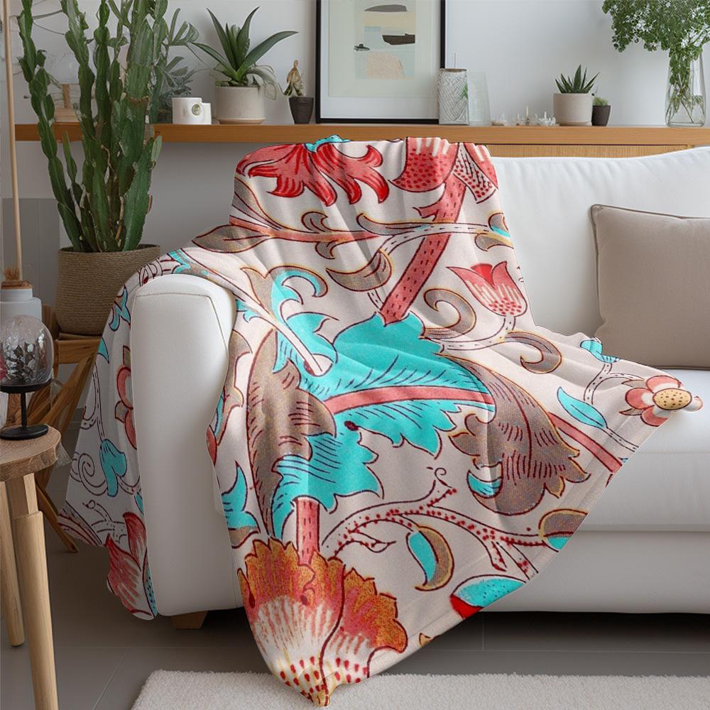 Floral paisley pattern Flannel printed blanket suitable for all seasons suitable for living room office sofa and travel