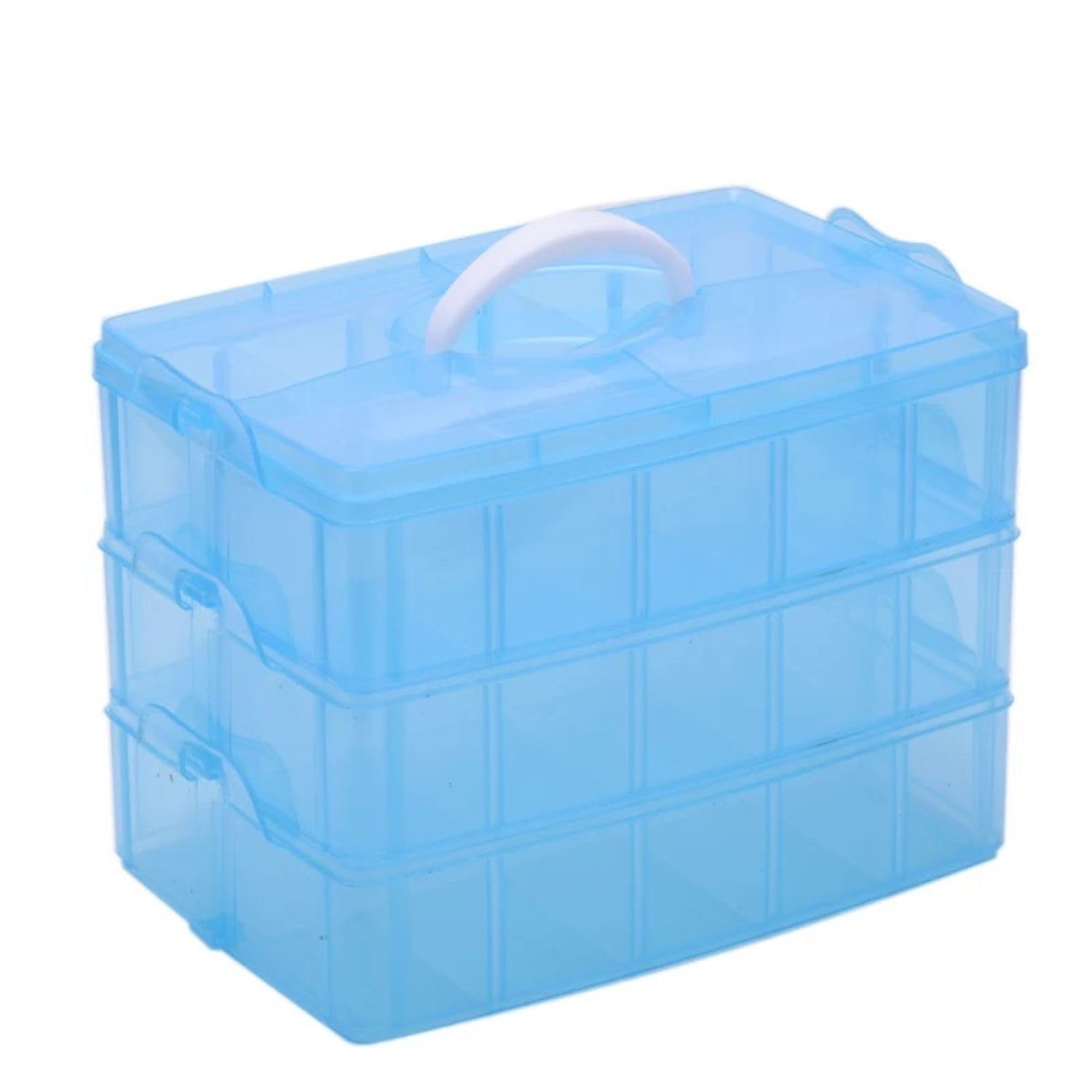 

Crystal Craft Beyblade Case, 30-Piece Toy Storage Case with Translucent Dividers, Stylish [Clear Blue]