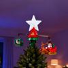 Christmas Tree Topper Rotating With Music Lights Santa Claus Snowmen Santa Christmas Tree Star For Indoor Outdoor Living Room