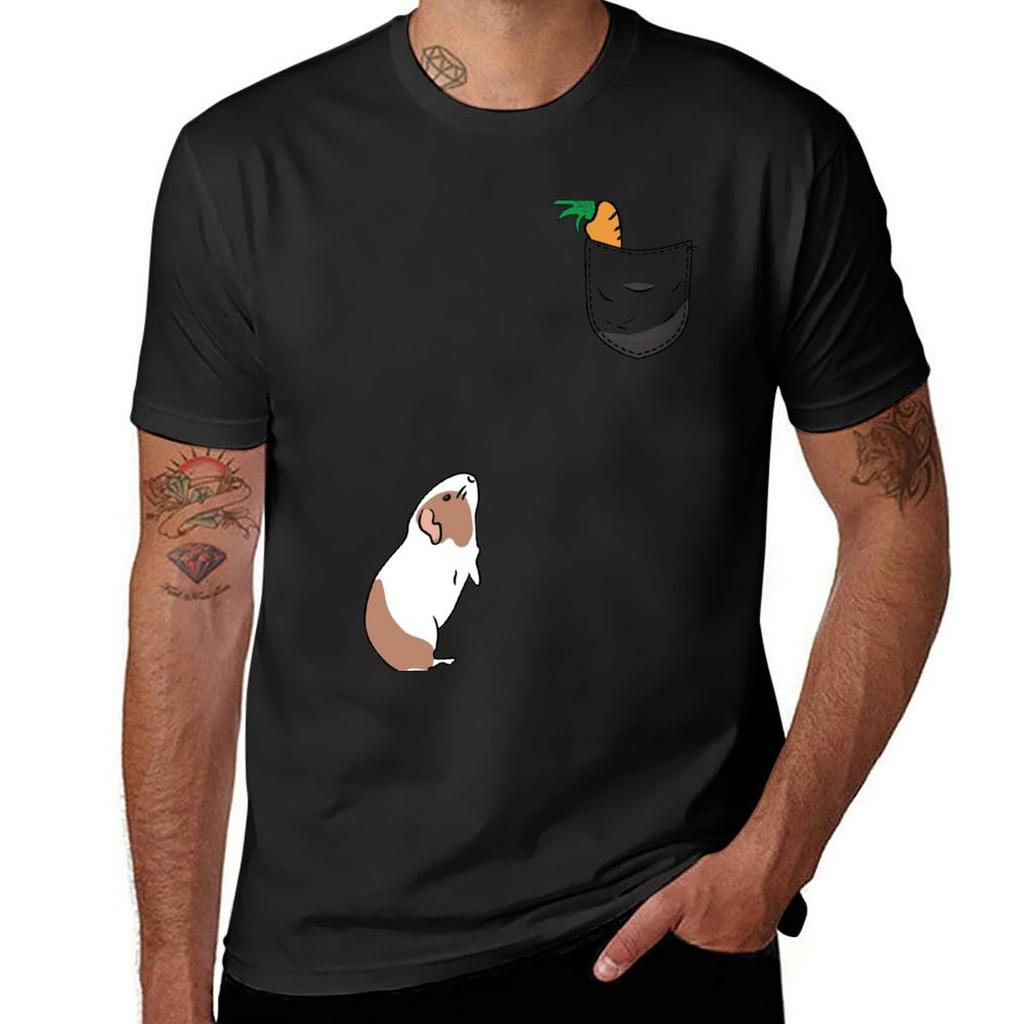 New Carrot In My Pocket For Guinea Pig T-Shirt Anime T-shirt Black T Shirt Sweat Shirts Heavyweight T Shirts for Men