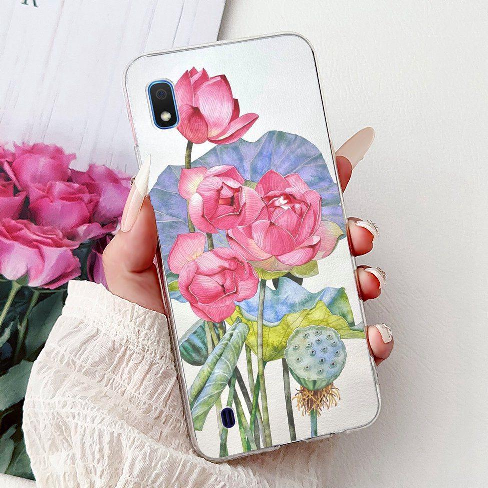 Clear For Samsung A10 Case SM-A105F Cute Fashion Flowers Painted Back Cover For Samsung Galaxy A10 Phone Case A105G A105M A105FN