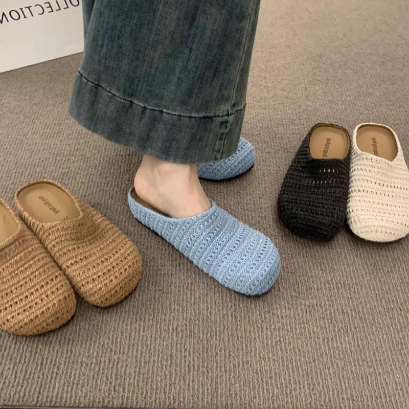 Thick-soled Cloth Hollowed-out Ken Shoes, Slippers, Outer Wear, Spring and Summer, One Pedal Out, Slippers, Bag Head, Half-drag Lazy Shoes