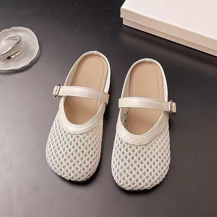 Baotou Half Slippers Women's Outer Wear 2025 Summer Fashion New Soft Bottom Versatile Hollow Flat Bottom Women's Mesh Slippers
