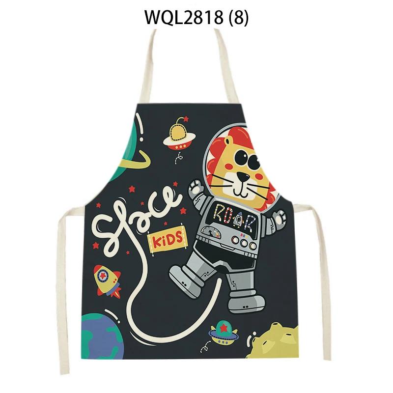 Cute Dog Cat Sheep Cattle Bear Animal Print Kitchen Aprons Women Men Linen Sleeveless Antifouling Apron Cooking Baking Waist Bib