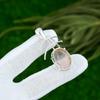 925 Sterling Silver Oval Heart Chakra Rose Quartz Gemstone Bezel Wedding Pendant