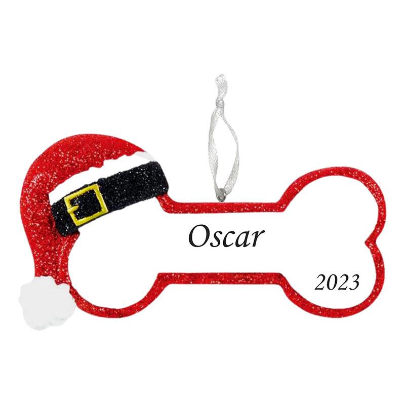 Stylish Hand-painted Resin Christmas Dog Bone Ornaments In Various Designs For Holiday Decor