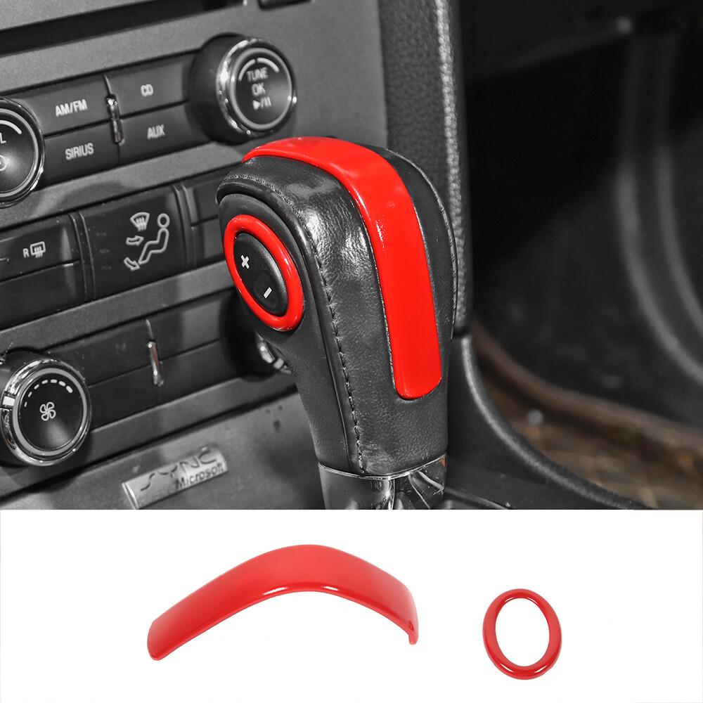 2x Central Gear Shift Handlebar Knob Cover Trim for Ford Mustang 2009-2014 Red