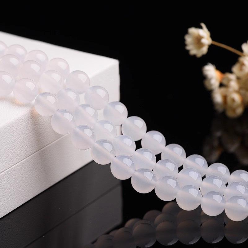 7A Transparent White Agate Round Beads for DIY Handmade Jewelry Bracelet Accessories
