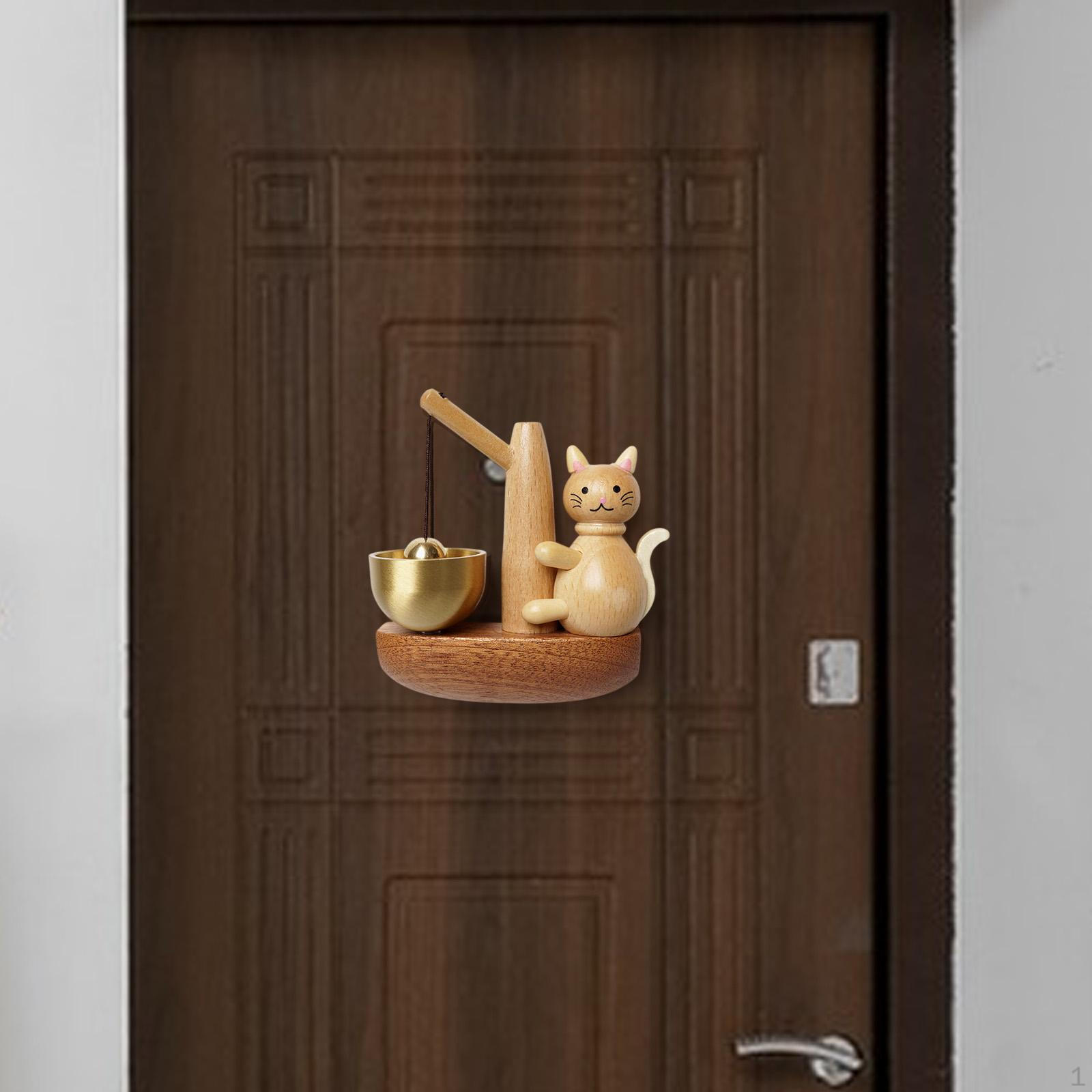 

Дверной звонок для кошек, колокольчик для владельцев магазинов, открывающий вход, подвесное украшение, деревянный духовой инструмент хаки